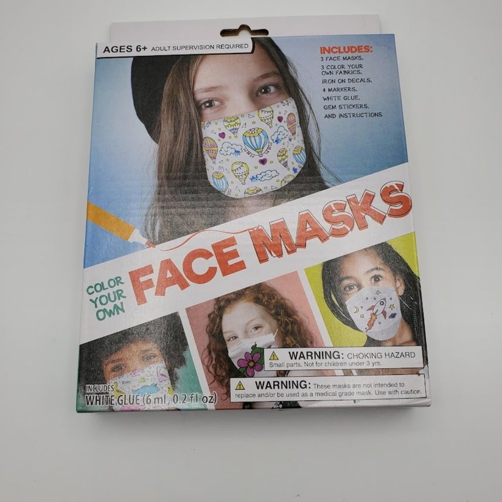 NIB Face Masks Color Your Own - 3 masks per box